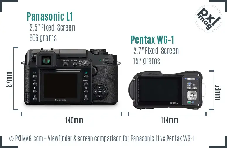 Panasonic L1 vs Pentax WG-1 Screen and Viewfinder comparison