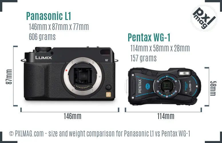 Panasonic L1 vs Pentax WG-1 size comparison