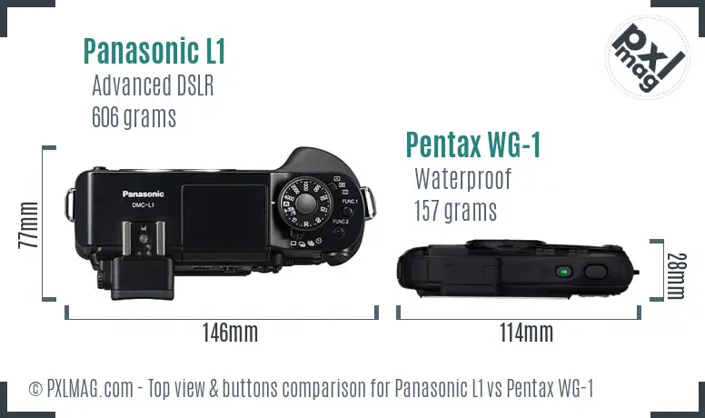 Panasonic L1 vs Pentax WG-1 top view buttons comparison