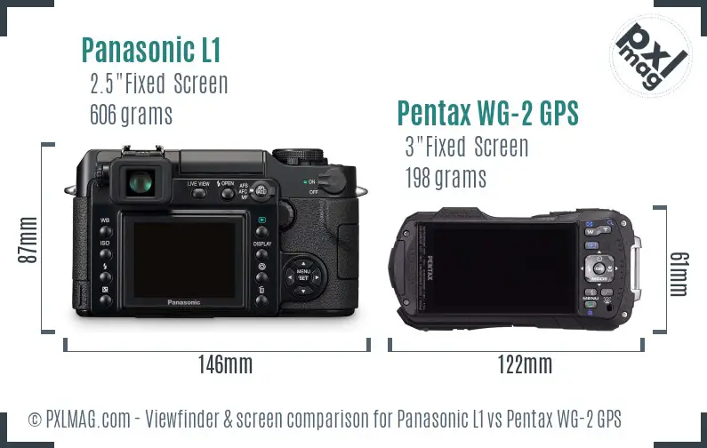 Panasonic L1 vs Pentax WG-2 GPS Screen and Viewfinder comparison