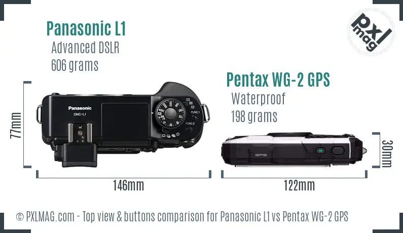 Panasonic L1 vs Pentax WG-2 GPS top view buttons comparison