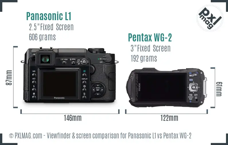 Panasonic L1 vs Pentax WG-2 Screen and Viewfinder comparison