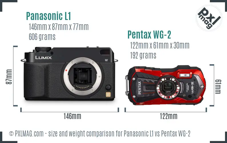 Panasonic L1 vs Pentax WG-2 size comparison