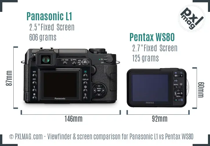 Panasonic L1 vs Pentax WS80 Screen and Viewfinder comparison