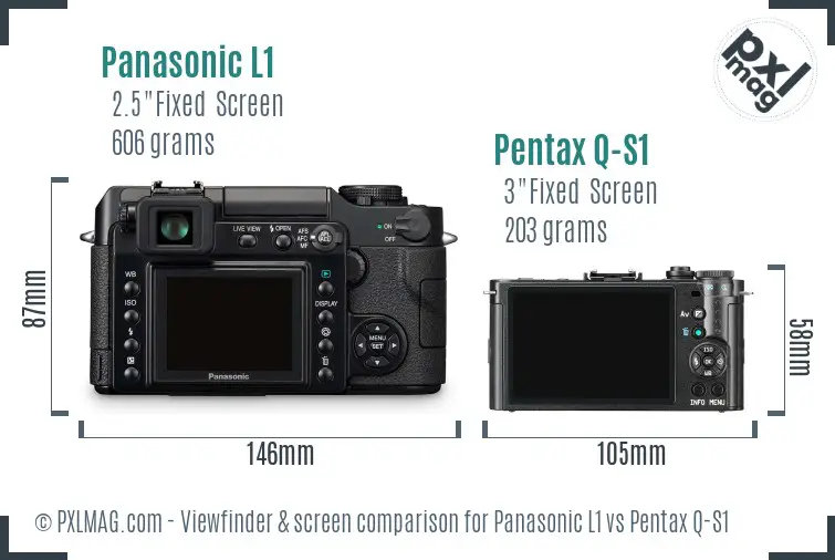 Panasonic L1 vs Pentax Q-S1 Screen and Viewfinder comparison
