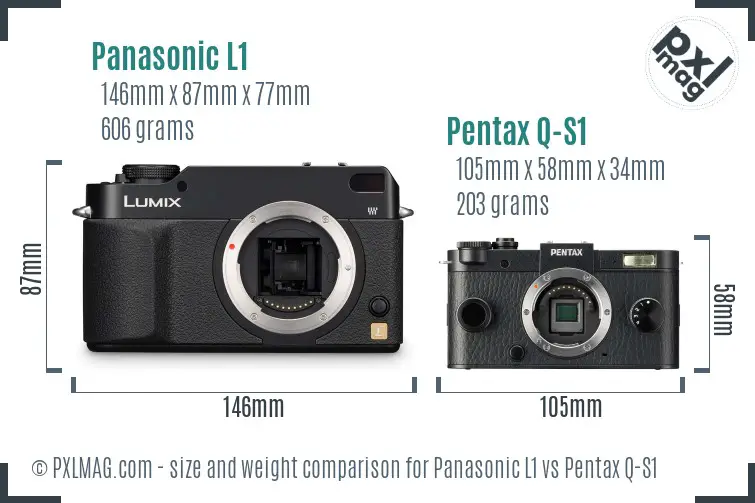 Panasonic L1 vs Pentax Q-S1 size comparison