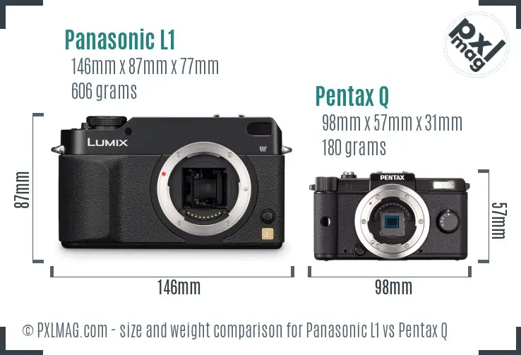 Panasonic L1 vs Pentax Q size comparison