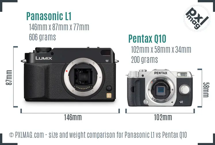 Panasonic L1 vs Pentax Q10 size comparison
