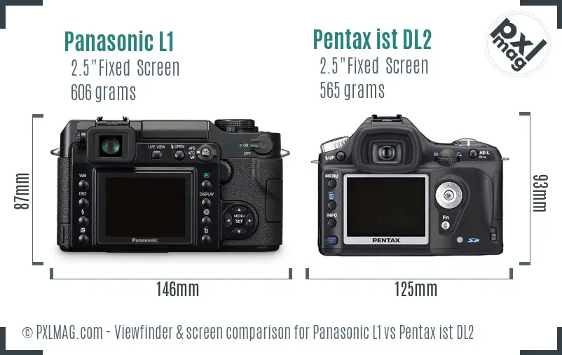 Panasonic L1 vs Pentax ist DL2 Screen and Viewfinder comparison