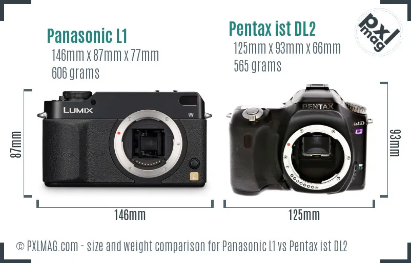 Panasonic L1 vs Pentax ist DL2 size comparison