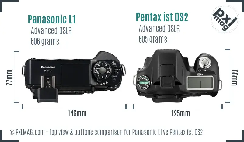Panasonic L1 vs Pentax ist DS2 top view buttons comparison
