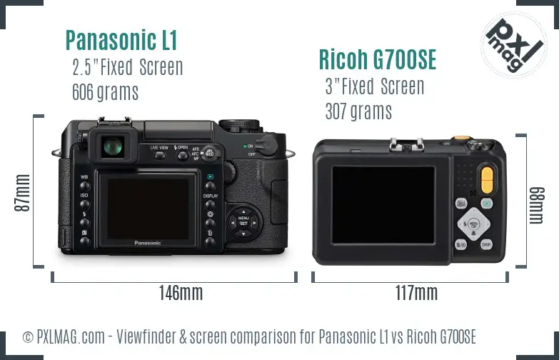 Panasonic L1 vs Ricoh G700SE Screen and Viewfinder comparison