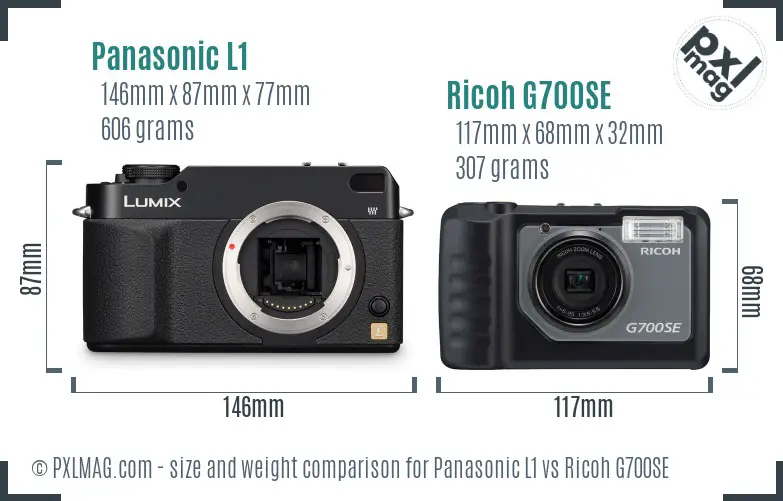 Panasonic L1 vs Ricoh G700SE size comparison