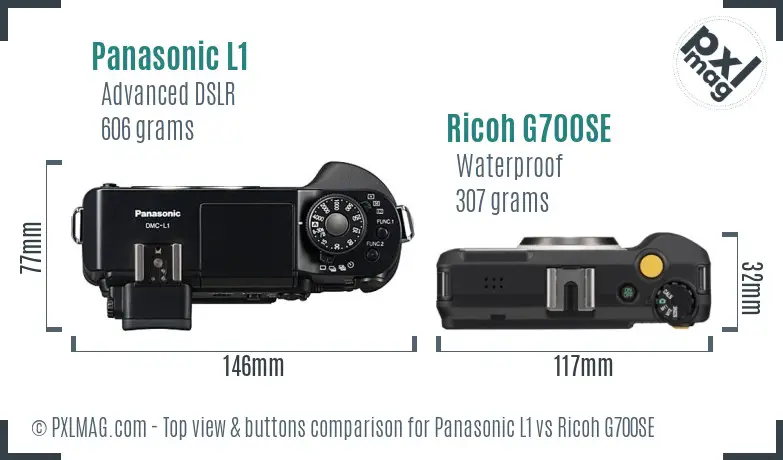 Panasonic L1 vs Ricoh G700SE top view buttons comparison