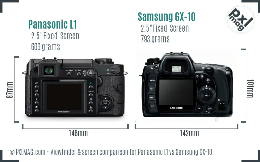 Panasonic L1 vs Samsung GX-10 Screen and Viewfinder comparison