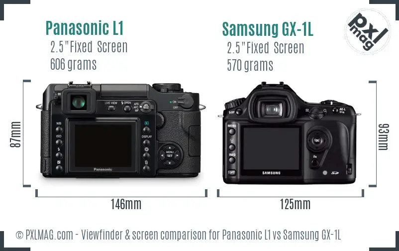 Panasonic L1 vs Samsung GX-1L Screen and Viewfinder comparison