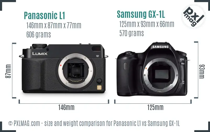 Panasonic L1 vs Samsung GX-1L size comparison