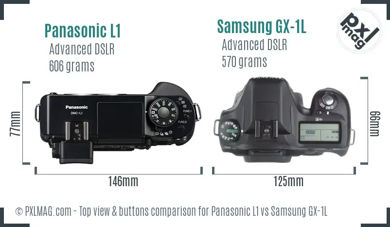 Panasonic L1 vs Samsung GX-1L top view buttons comparison