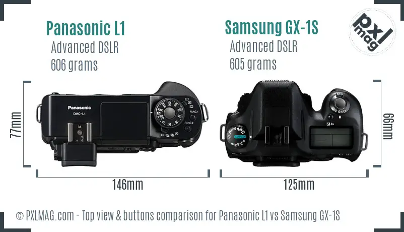 Panasonic L1 vs Samsung GX-1S top view buttons comparison