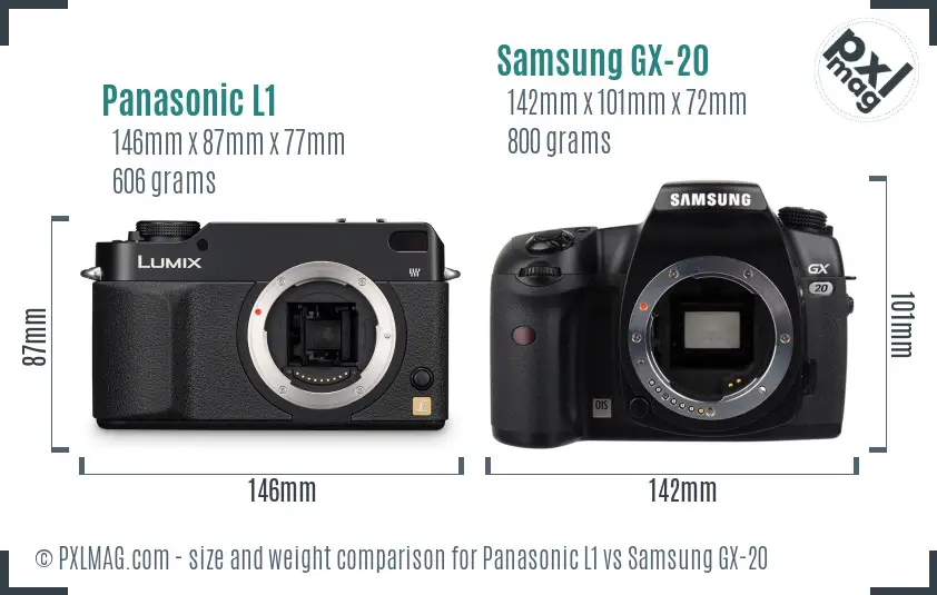Panasonic L1 vs Samsung GX-20 size comparison