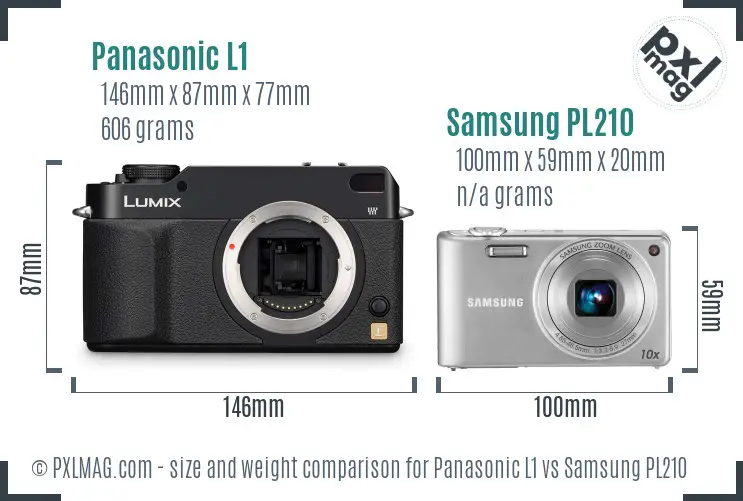 Panasonic L1 vs Samsung PL210 size comparison