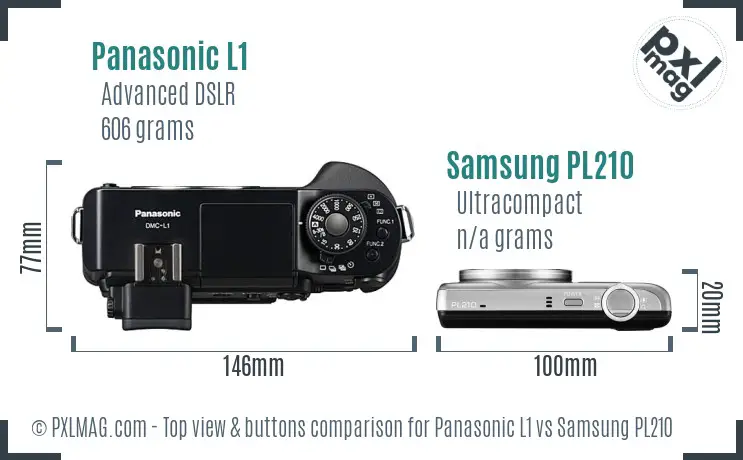 Panasonic L1 vs Samsung PL210 top view buttons comparison