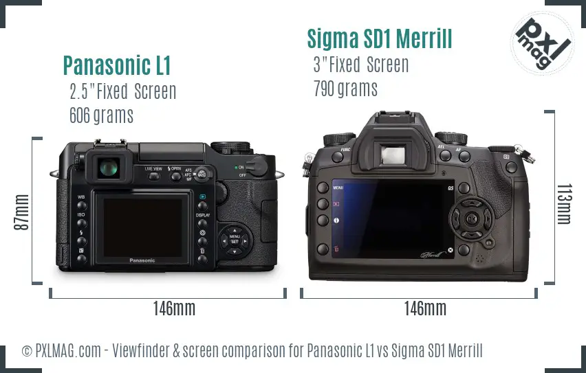 Panasonic L1 vs Sigma SD1 Merrill Screen and Viewfinder comparison
