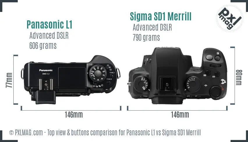 Panasonic L1 vs Sigma SD1 Merrill top view buttons comparison