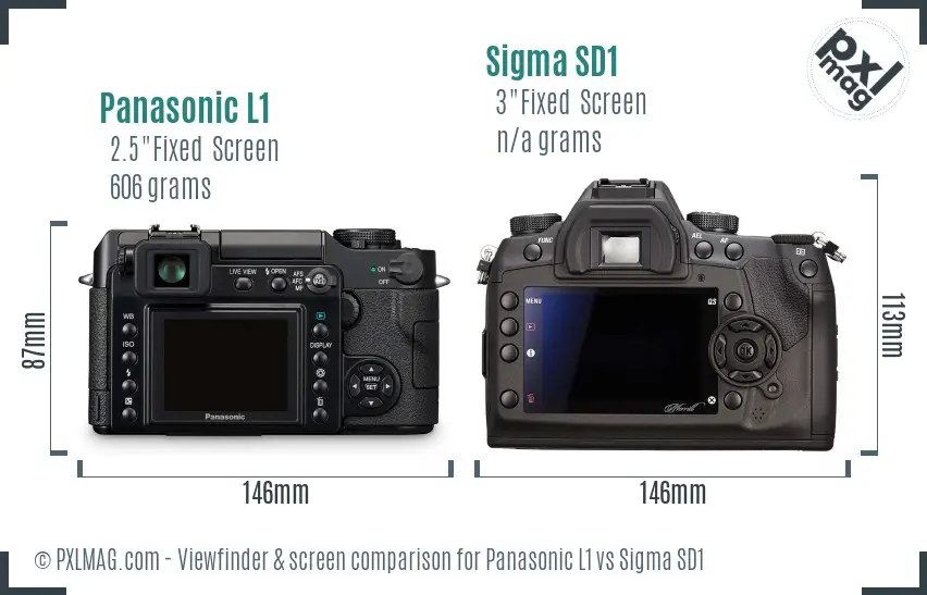 Panasonic L1 vs Sigma SD1 Screen and Viewfinder comparison