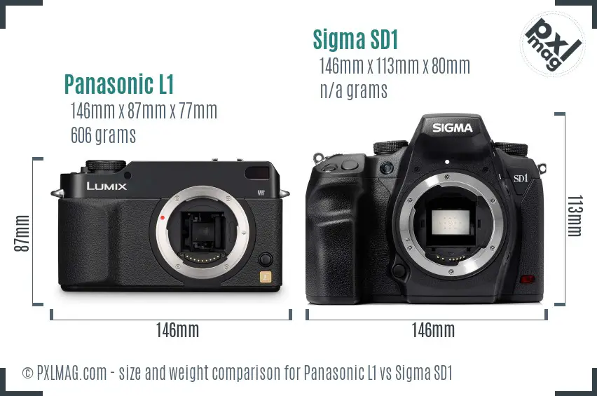 Panasonic L1 vs Sigma SD1 size comparison
