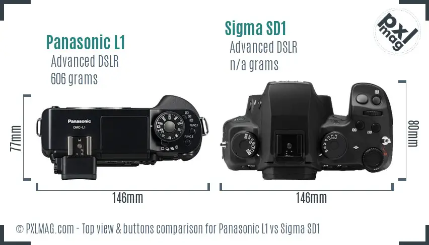 Panasonic L1 vs Sigma SD1 top view buttons comparison