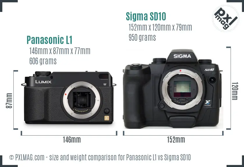 Panasonic L1 vs Sigma SD10 size comparison