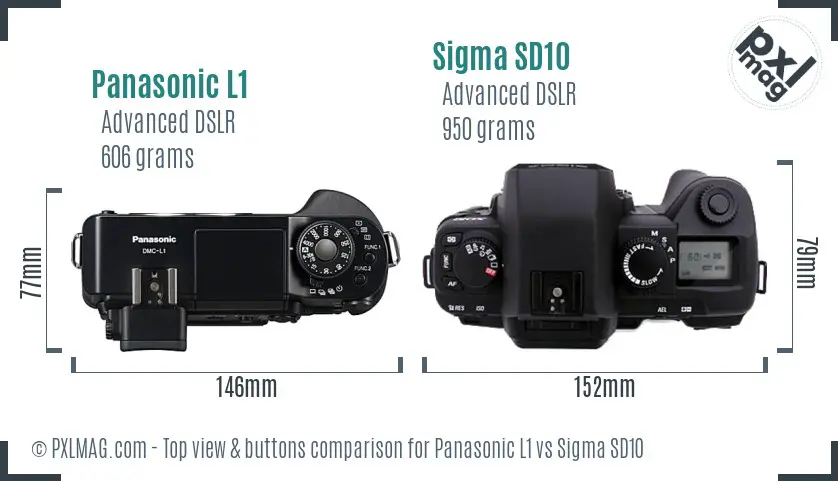 Panasonic L1 vs Sigma SD10 top view buttons comparison