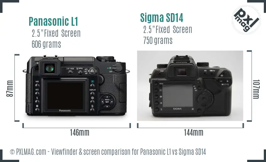 Panasonic L1 vs Sigma SD14 Screen and Viewfinder comparison