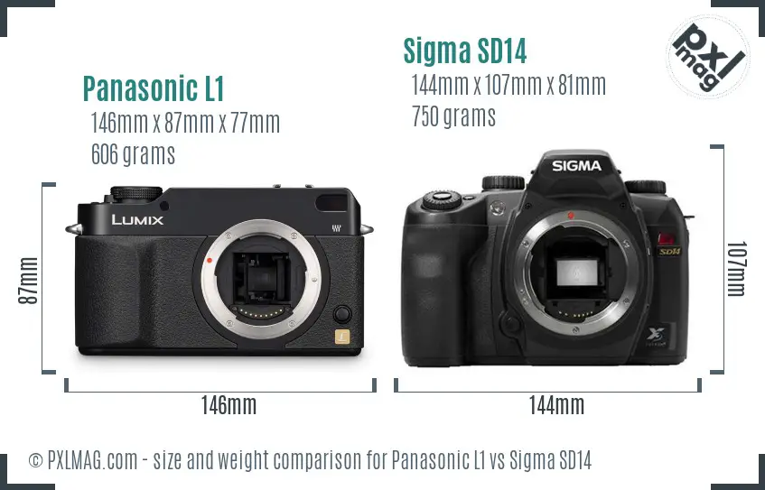 Panasonic L1 vs Sigma SD14 size comparison