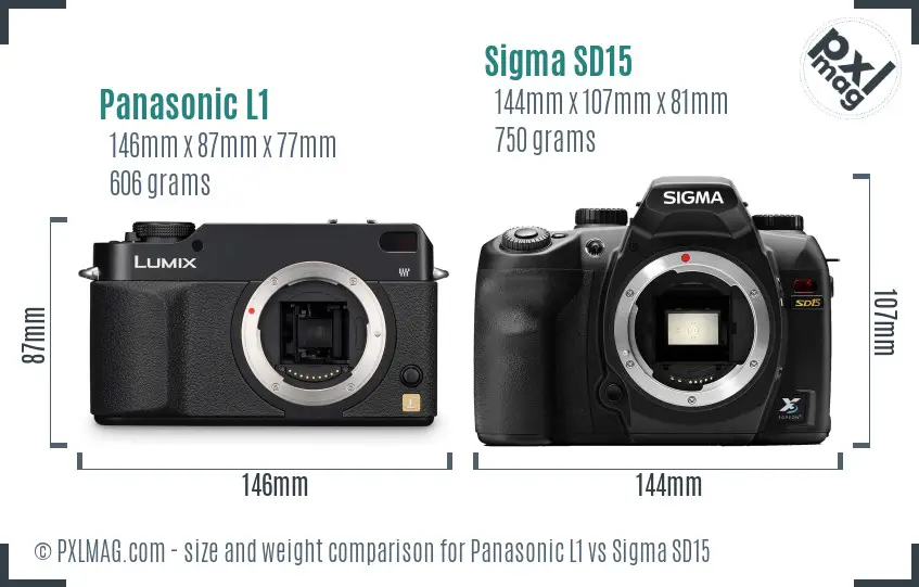Panasonic L1 vs Sigma SD15 size comparison