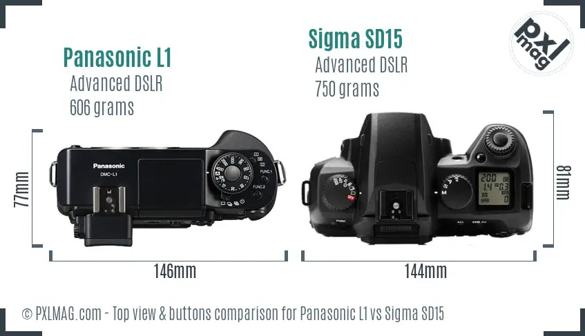 Panasonic L1 vs Sigma SD15 top view buttons comparison