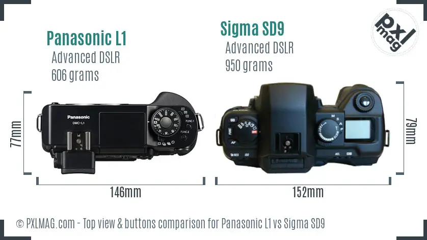 Panasonic L1 vs Sigma SD9 top view buttons comparison