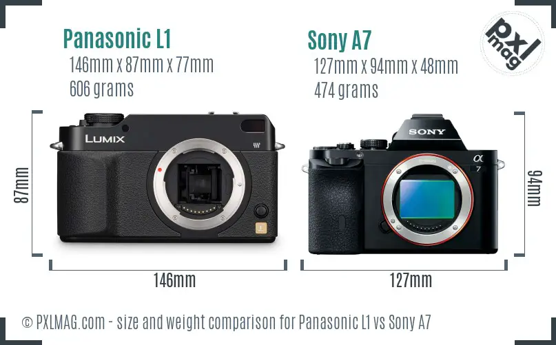 Panasonic L1 vs Sony A7 size comparison