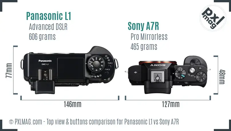 Panasonic L1 vs Sony A7R top view buttons comparison