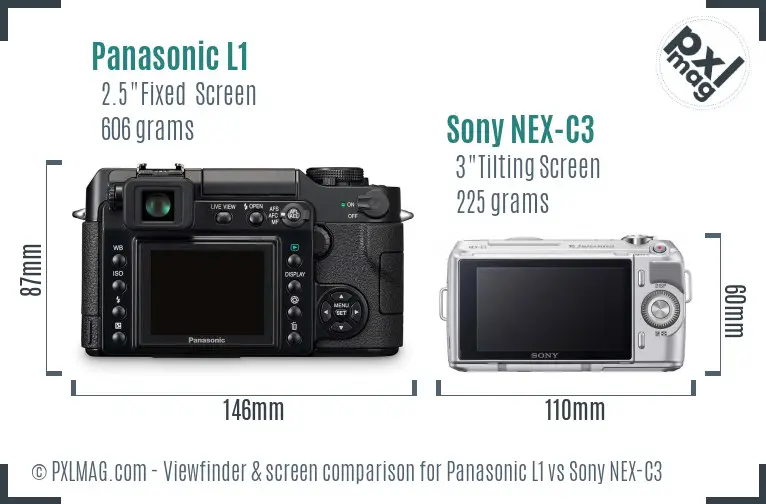 Panasonic L1 vs Sony NEX-C3 Screen and Viewfinder comparison