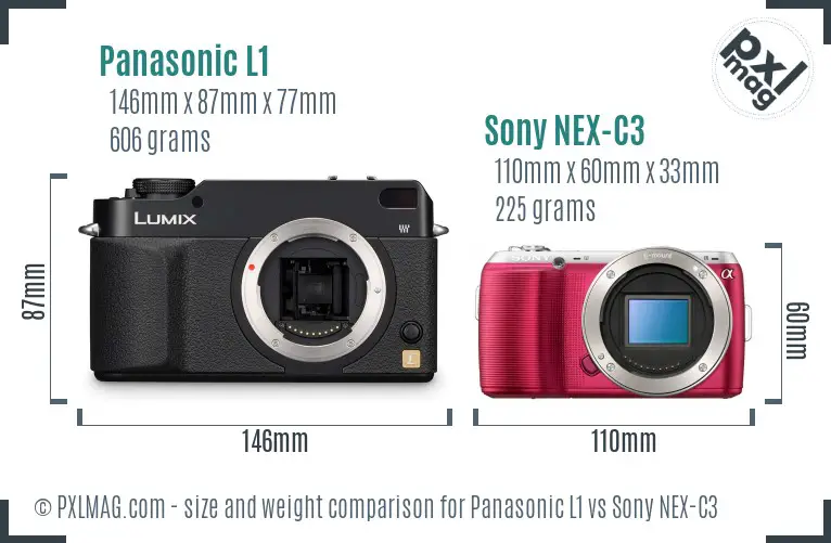 Panasonic L1 vs Sony NEX-C3 size comparison