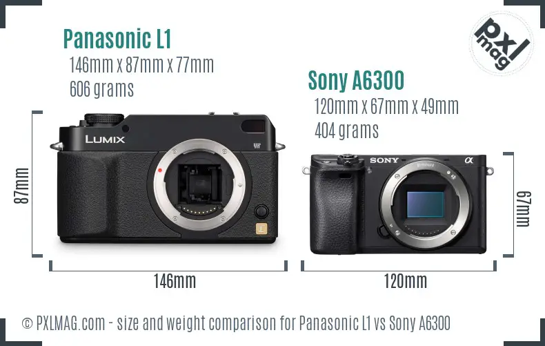 Panasonic L1 vs Sony A6300 size comparison