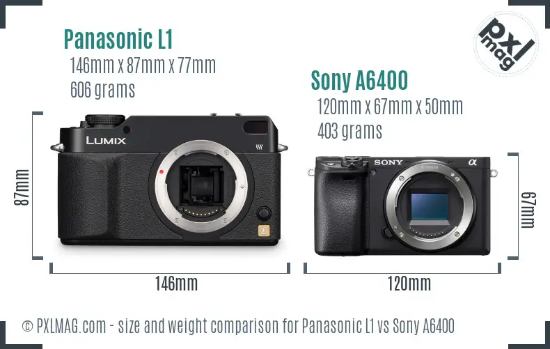 Panasonic L1 vs Sony A6400 size comparison