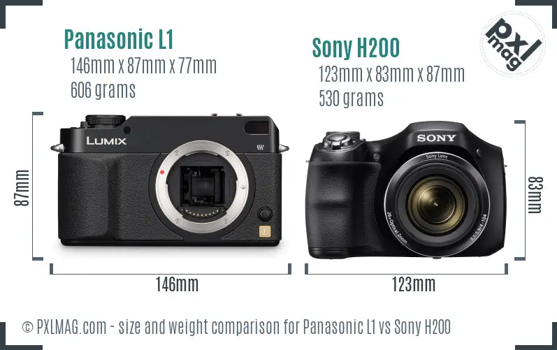 Panasonic L1 vs Sony H200 size comparison Panasonic L1 vs Sony H200 size comparison