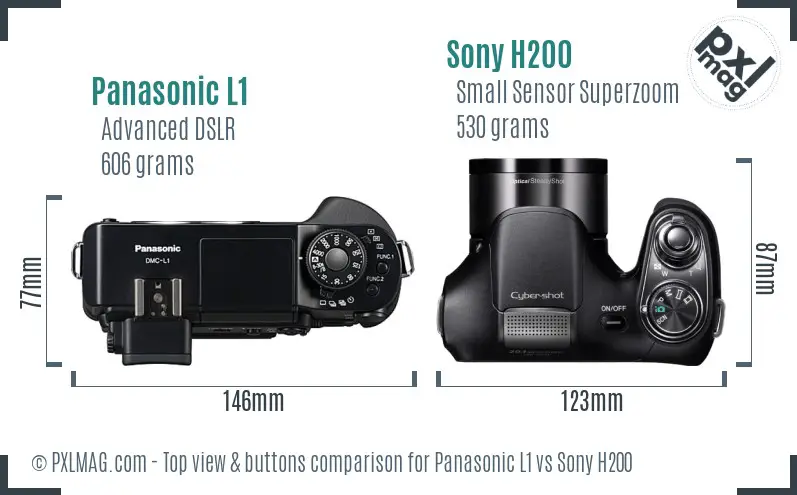 Panasonic L1 vs Sony H200 top view buttons comparison Panasonic L1 vs Sony H200 top view buttons comparison
