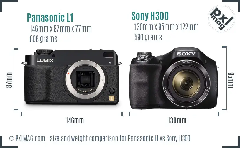 Panasonic L1 vs Sony H300 size comparison Panasonic L1 vs Sony H300 size comparison