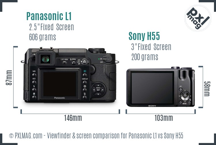 Panasonic L1 vs Sony H55 Screen and Viewfinder comparison