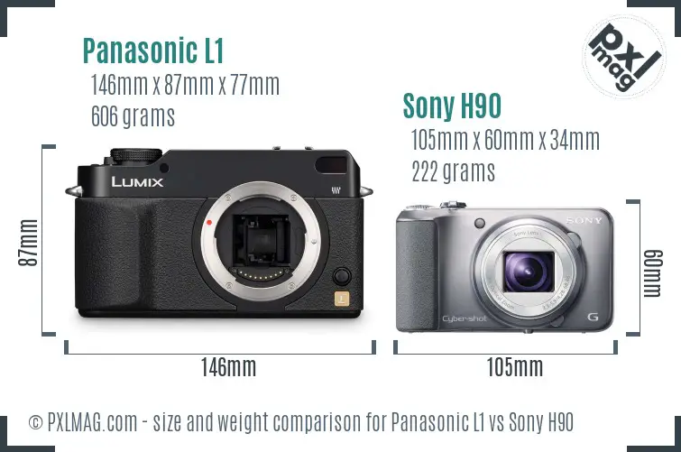 Panasonic L1 vs Sony H90 size comparison