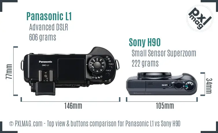 Panasonic L1 vs Sony H90 top view buttons comparison